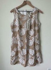 NWT Charlie Paige Linen Cotton Palm Tan Dress Medium