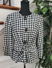 Signature By Larry levine Womens Black & White Polyester Buttons Casual Jacket