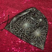 Holographic Iridescent Bling Wristlet Spiderweb Money Bag Drawstring Bag goth