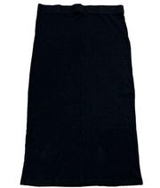 Bobeau XL, black ribbed midi pencil skirt