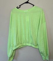 NEW-Elodie Neon Green  Elastic Waist Sweatshirt‎ Women's Size Large