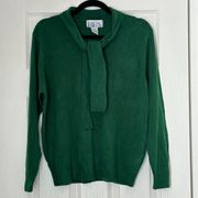 Vintage BFA Classics Petite XL X-Large Hunter Green Pullover Sweater with Tie