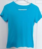 Nautica bluish teal V Neck 100% Cotton Tee Shirt Women’s Small.