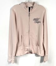 Women’s Light Pink Full Zip Studded Angel Wing Jacket XL Biker