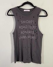 Daydreamer Grey Smores Road Trip Starry Night Distressed Tank Size M