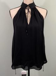 Haute Hippie Women's Black Lace Up Silk The Morrison Tank Top S