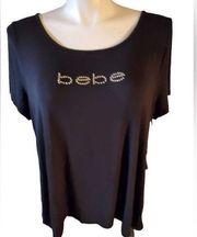 Bebe size 3x black T-shirt new with tag BB rhinestones