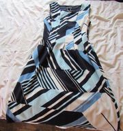 Black, Blue, and White Formal Knee-length Dress