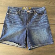 Seven7 Women's Denim Bermuda Shorts Mid Rise Medium Wash Blue Size 14