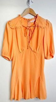 Olivaceous Romper Womens Orange V Neck Tie Front Size Medium