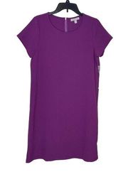 Chelsea28 Women's Shift Dress Stretch Crepe Short Sleeve Purple Medium NWT