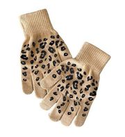 Leopard Print Coated Winter Gloves Tan & Black Adult OSFM