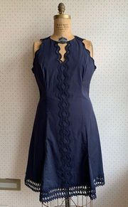 Elie Tahari Lace Trim Sleeveless A-Line Dress sz 12 PW14