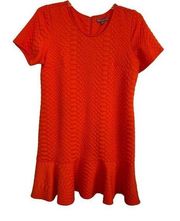 Sharagano orange textured flounce hem dress Size 14