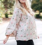 HD in Paris Anthropologie size 8 tan floral boho top