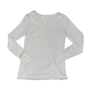 Zenana Women's Light Grey V-Neck Long Sleeve Shirt Size Large