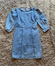 Puff Sleeve light blue denim dress sz XS