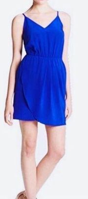 Amanda Uprichard Blue Silk Faux wrap Dress S