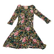 Lilka anthropologie womens small floral twist dress swing knee cute casual teach