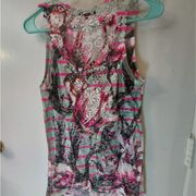 T Party Fashion Lace Sleeveless Embroidered Tank Size Small