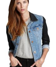 NWOT denim jean jacket black coat sleeves