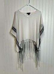 Steve Madden white sheer poncho long fringe One Size Fits Most