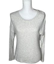 Nation LTD Womens Long Sleeve Blouse Size Small Gray Rib Knit Crocheted Lace