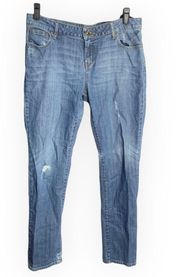 Faded Ripped Light Blue Jeans Wm Size 12