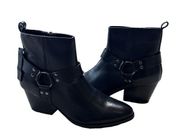 NWT HOUSE OF HARLOW Black Genuine Leather Portia Biker Combat Engineer Boots