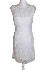 Shoshanna Dress Lace White Floral Lace Sheath Dress Anthropologie, Size 4