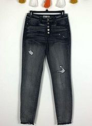 Rewash High Rise Distressed Button Fly Black Jeans Size 28