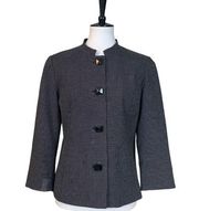 Sandro Jacket Black White Dot Collarless Classic Career Blazer Size Medium