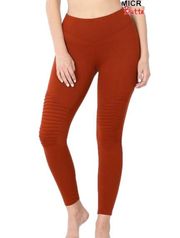 NWOT Zenana Microfiber Moto Legging Dark Rust Small