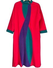 0887 70s Vintage Vanity Fair Velvet Nightgown Zip Robe Size Medium