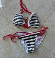 Lole Like New Striped Reversible String Bikini Sz Small