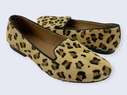 Leopard Print Calf Hair Leather Slip On Loafer Flats US 7 UK 5