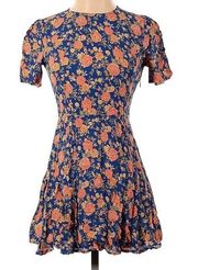 Iris Navy and Peach Floral Dress Women's Size Large REVOLVE