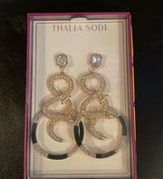 New Unique Thalia Sodi Double Snake Serpent Hoops w Emerald Cut Crystals