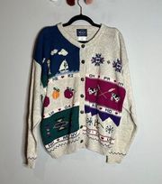 Vintage Woolrich graphic states cardigan sweater