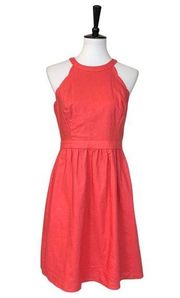 Market & Spruce Halter Dress Linen Coral Linen Cotton NEW Women's Size Medium