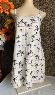 White Palm Print Spaghetti Strap Summer Dress | LARGE |