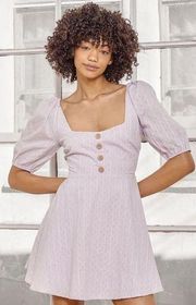 Lulus  Endearing Looks Lavender Puff Sleeve Lace-Up Mini Dress