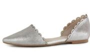 Anthropologie silver scalloped dorsay point flats sz 6