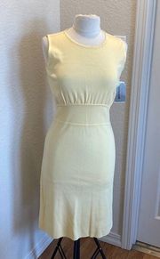 Misook Sleeveless Yellow Knit Stretchy Bodycon Dress Mid-Calf Length NWT Sz Sm