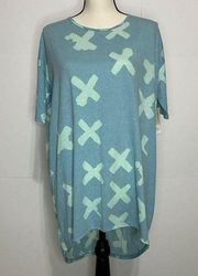 NWT Lularoe Irma XS “X” Design Hi-Low Teal Knit Top