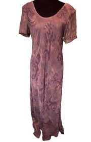 Michael Blair New York Vintage Purple Smokey Tie Dye Witchy Floral Maxi Dress