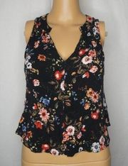 Gypsies & Moondust Floral Sleeveless Blouse V Neck