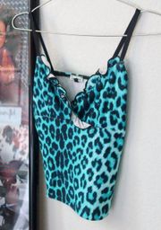 Turquoise Leopard Print Cami Tank Top