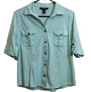 #1992 - Seafoam Style & Co Button Up Blouse Size PL GUC