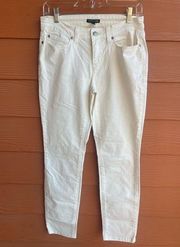 Eileen Fisher Jeans Mid-Rise Stretch Ankle Skinny Size 4 cream  Organic Cotton